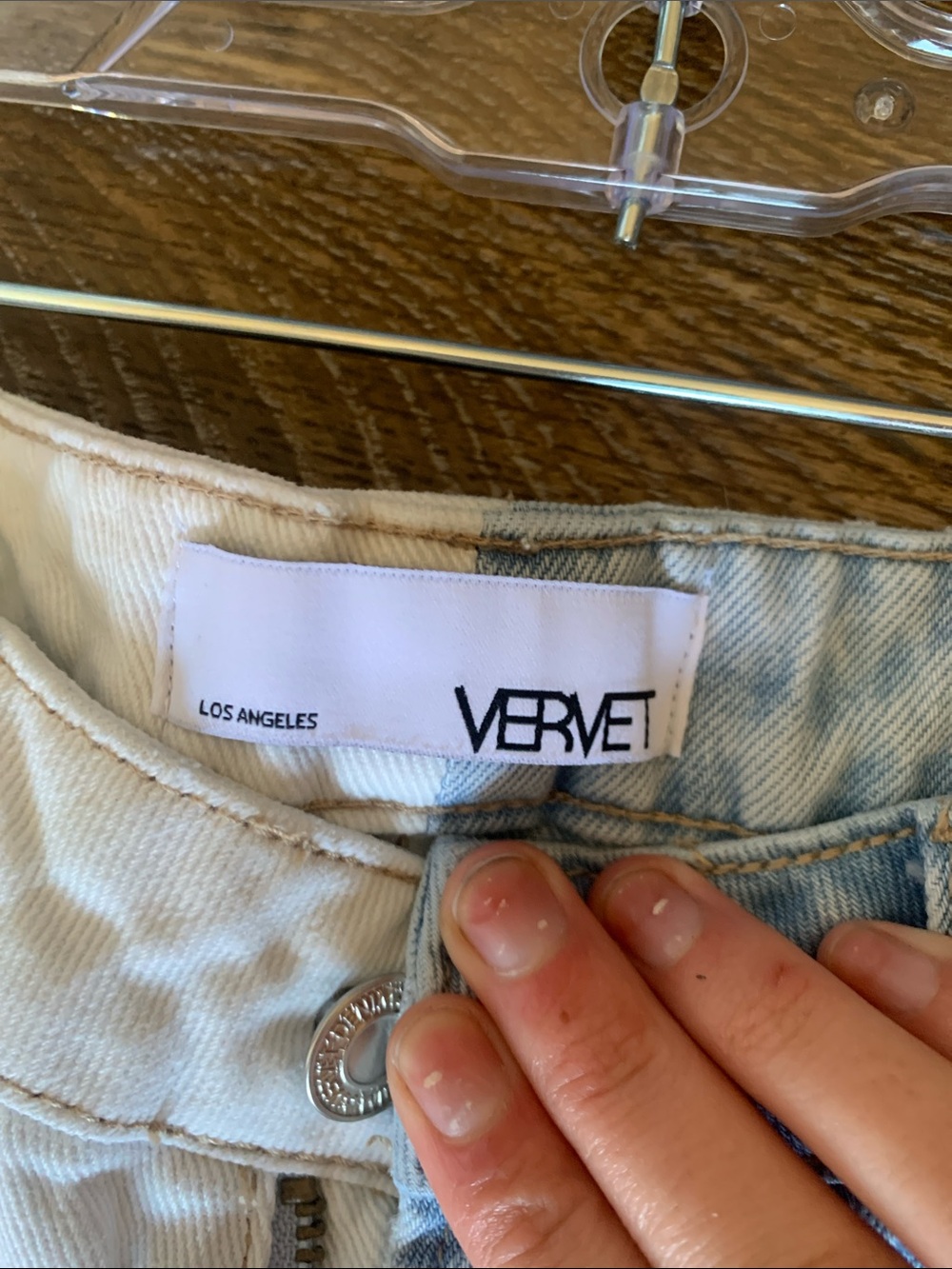 #55 Two-Tone Distressed Boyfriend Jeans - Light Blue & White - Picture 2 of 4